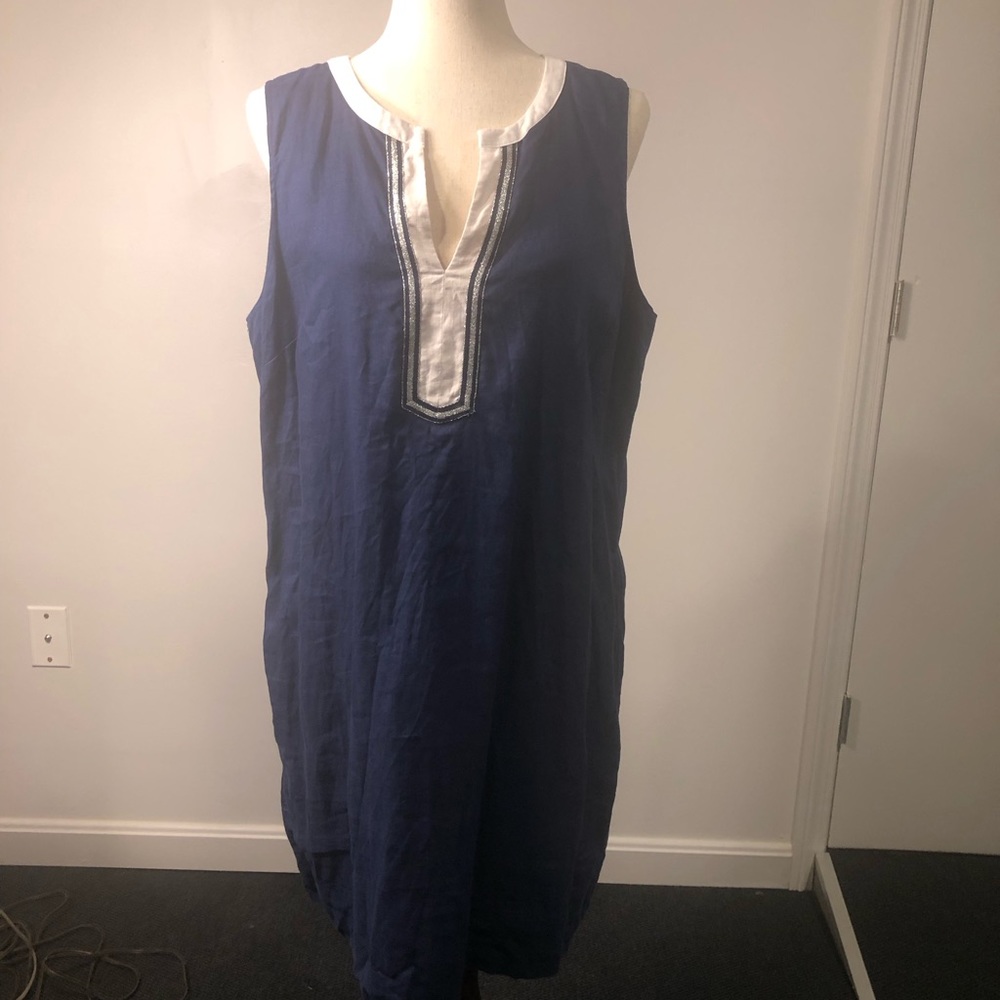 Tommy Bahama navy linen dress large